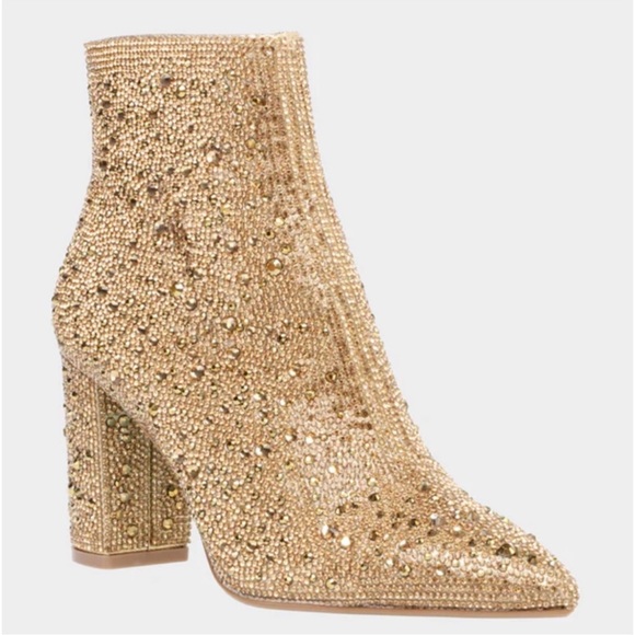 Blue by Betsey Johnson Cady Rhinestone Embellished Block Heel Booties - Picture 2 of 14